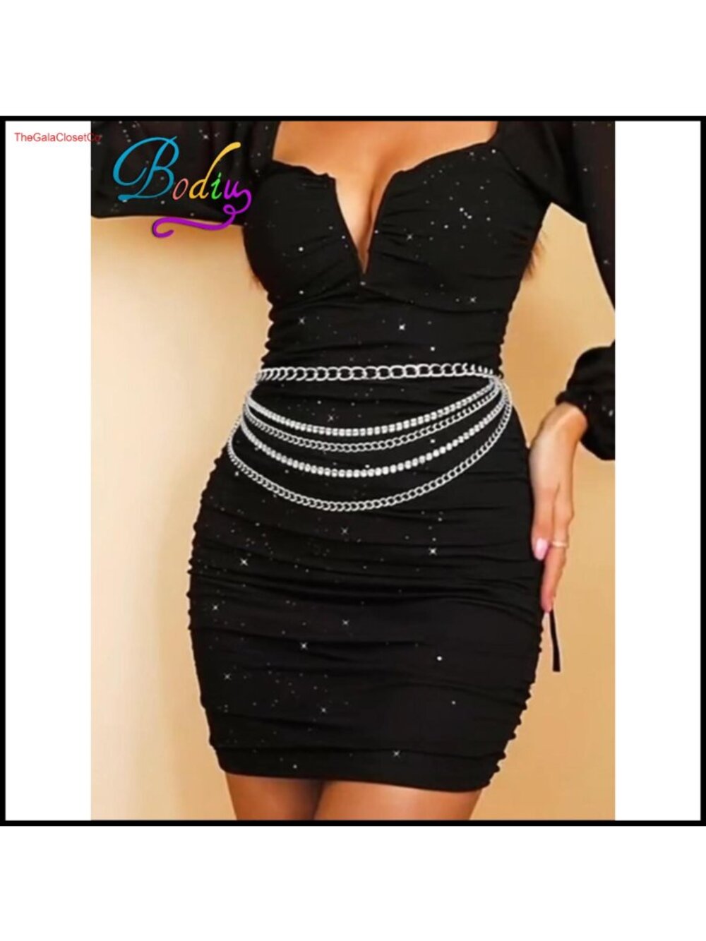 Rhinestone Waist Chain Curb Link Body Jewelry for Women Festival Beach - Picture 6 of 6